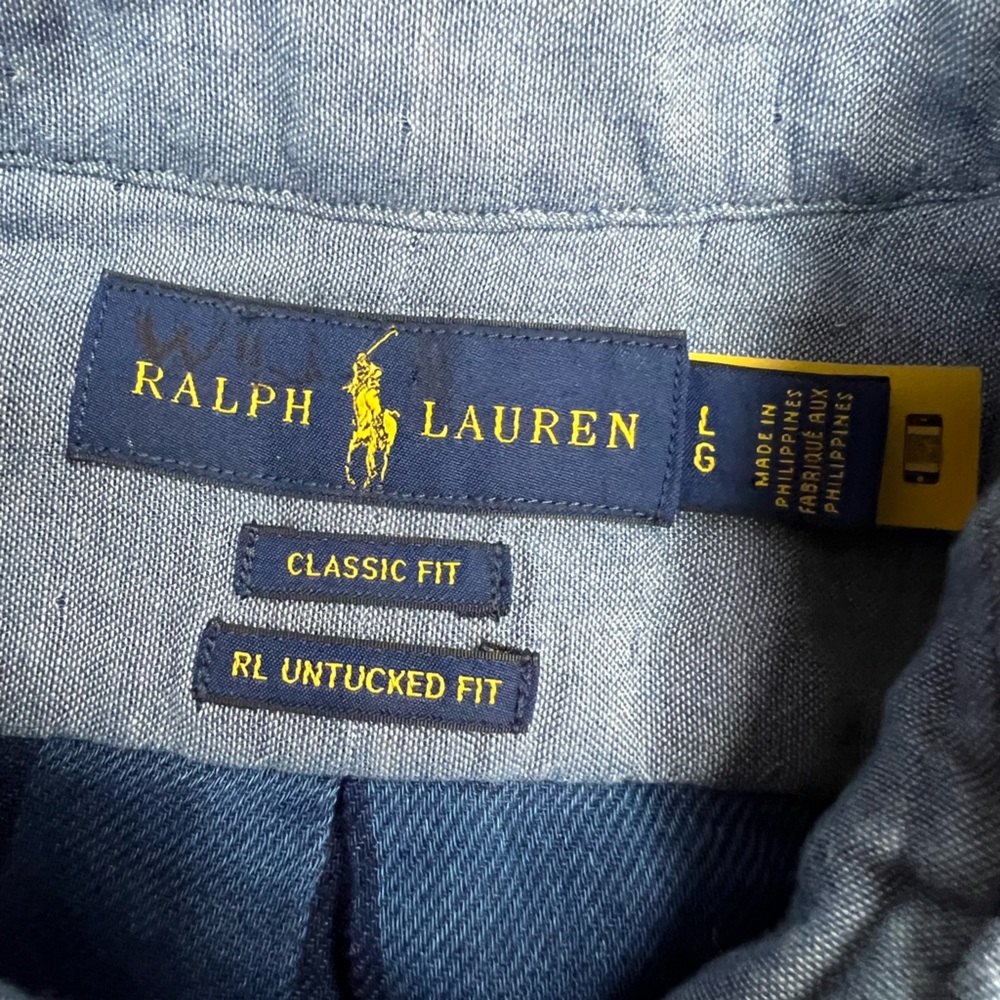 RECENT Polo Ralph Lauren Indigo Double Face Shirt L - Picture 3 of 5
